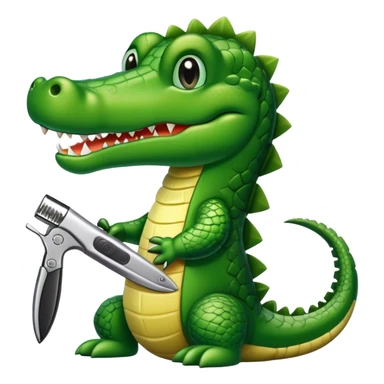 Alligator with hair clippers  sticker