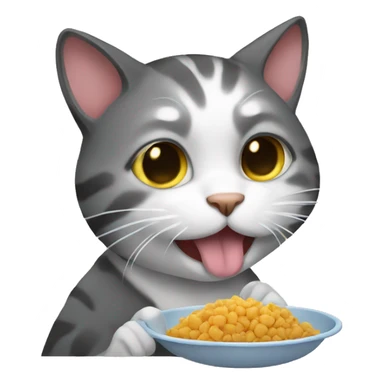 Cat eating food  sticker