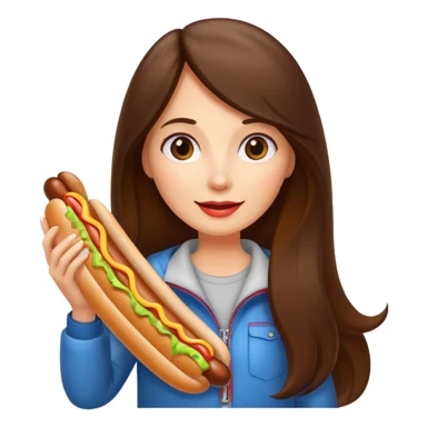 tourist brunette long hair woman holding hot dog sticker