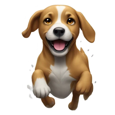 Dog jumps in a puddle sticker