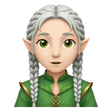 braid silver hair elf, green cloth sticker