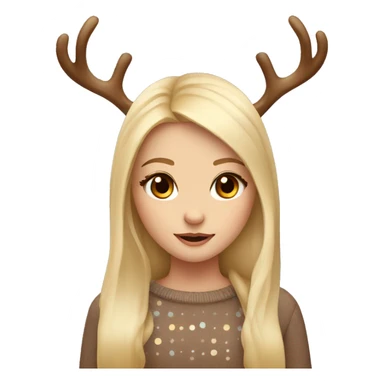 blonde reindeer girl long straight hair and antlers with cute dots  sticker