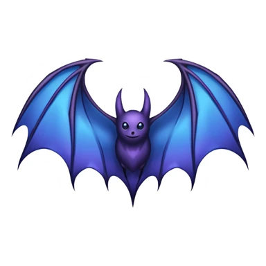 Dark fantasy bat wings, symmetrical, sharp edges, deep black with subtle blue-purple highlights, realistic, high detail, isolated on black background sticker