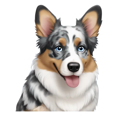 blue merle corgi and Australian shepherd mix with blue eyes sticker