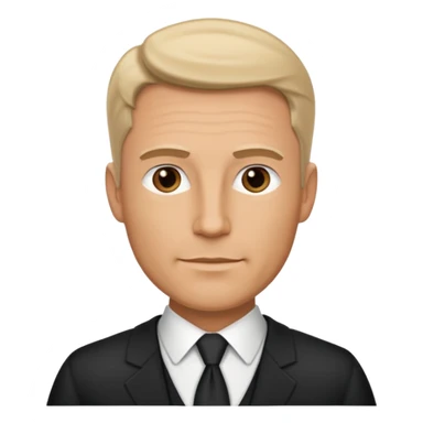 A very handsome successful white man in his 40s. Wearing black but not a suit. Looks like a lawyer. sticker