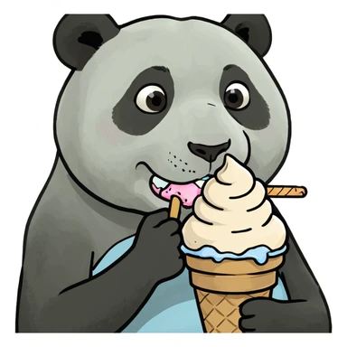 Panda eating ice cream sticker