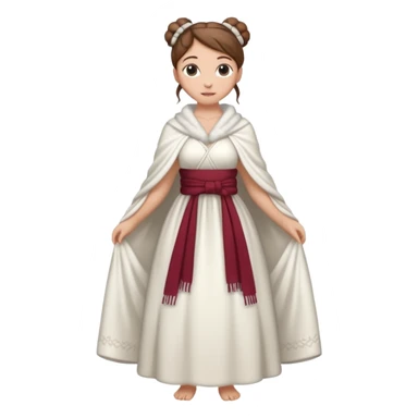 Cuerpo entero, chica blanca, pelo castaño, pelo recogido con mondongos, vestido novia largo con chal invierno cuerpo entero sticker