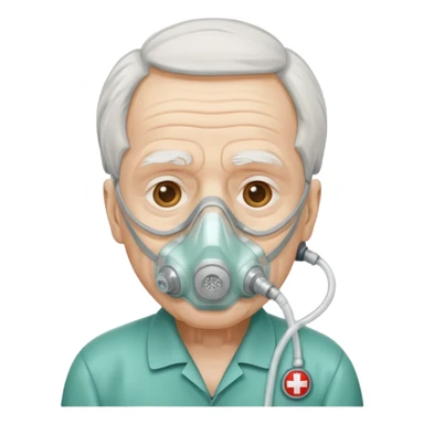 old man with simple ambulance oxygen mask  sticker