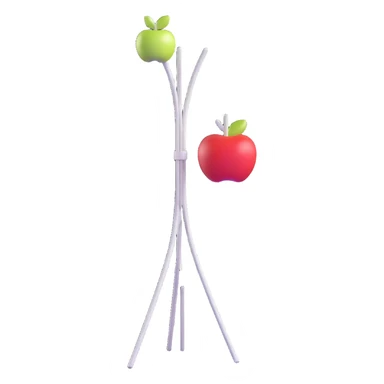 sleek white standing coat rack with apple-inspired minimalist design sticker