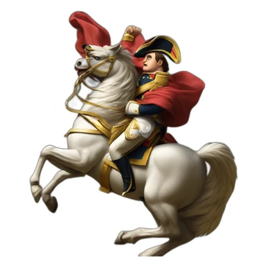 serious angry napoleon on horse hold golden eagle sticker
