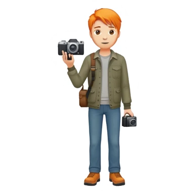 orange hair full body man with camera standing sticker