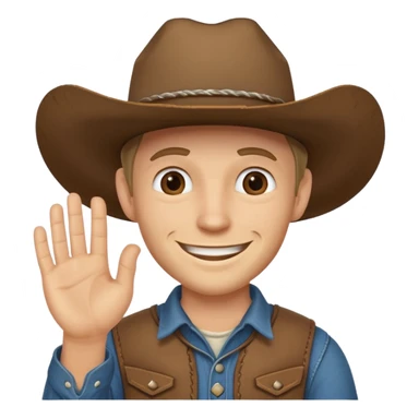 Cowboy tipping off his hand sticker