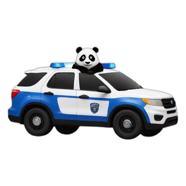 panda standing next to a police car sticker