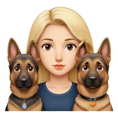 Blonde girl with two German shepherds sticker