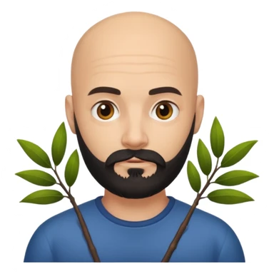 A bald man with a bush black beard sticker