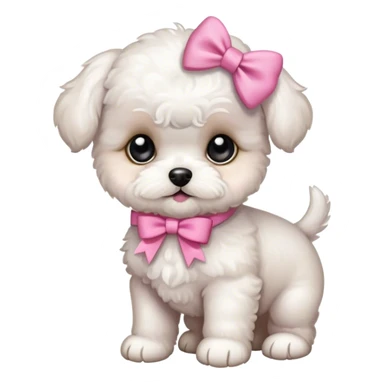 Schichon puppy pink bow sticker