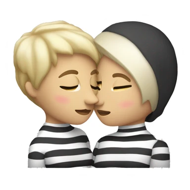 lesbian woman with short blonde hair kissing a black and white épagneul breton sticker