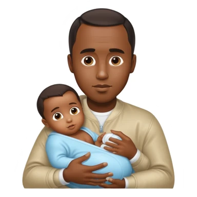 Sean “Diddy” Combs with baby oil and a very small infant sticker
