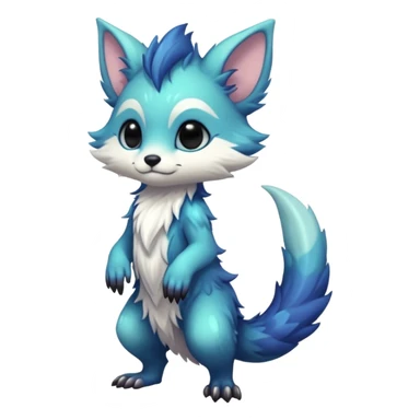 Cool hot handsome attractive chibi shiny beautiful pretty esoteric aesthetic randomly-colored furry anthropomorphic fantasy-Vernid-creature by LiLaiRa with a long tufted tail with edgy markings (full body) sticker