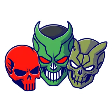 Marvel villains group with Red Skull, Hela, and Killmonger sticker