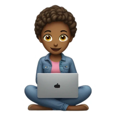 girl with a cell phone and a laptop sticker