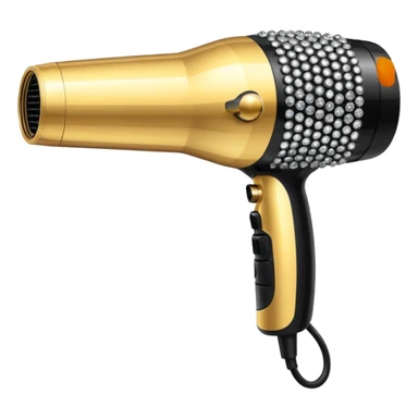 black blow dryer covered in diamonds sticker