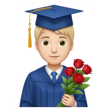 Graduated Students, Male,wearing graduation cap, holding bouquet of flowers
 sticker