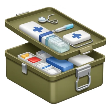box with military medical supplies sticker