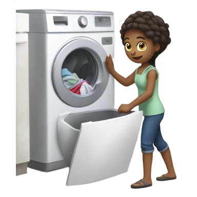 Girl putting clothes in washing machine  sticker