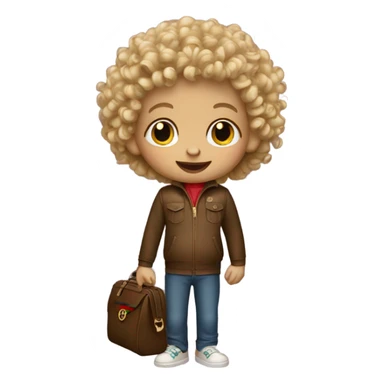 Blond Curly haired monkey with gucci bag sticker