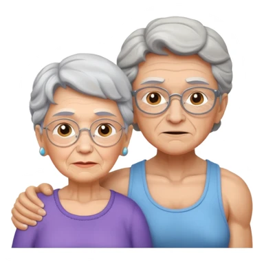 granny with a young pumped up guy emoji iOS 18.1 sticker