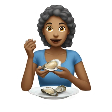 Woman eating an oyster sticker
