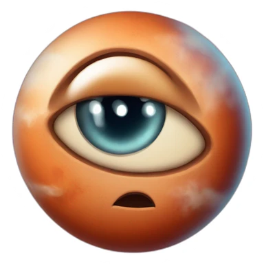 planet Mars with a cartoon confident face with big beautiful eyes sticker