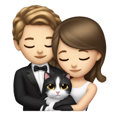 White girl ruby straight hair sleeping with tuxedo kitty sticker