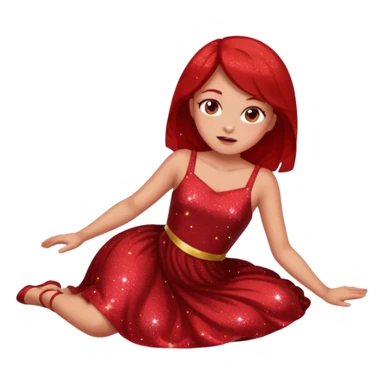 red glitter girl with eyes lying on the floor sticker