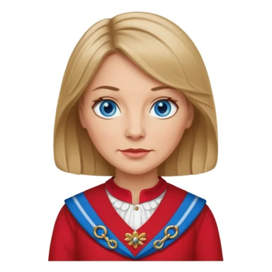 midle  aged female with Scottish red attire and dark blonde hair and blue eyes sticker