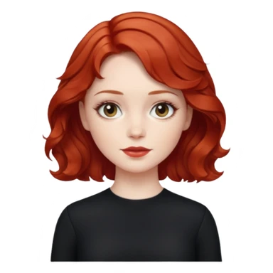Julia Grant from Summer of Fear with short red wavy hair, black outfit sticker
