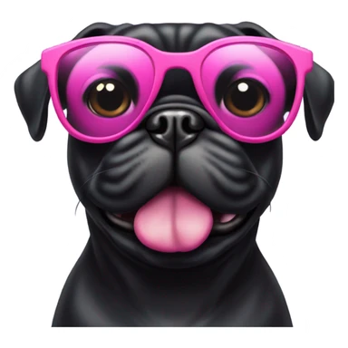 Black pug wearing pink sunglasses  sticker