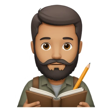 Bearded man with charcoal + sketchbook sticker