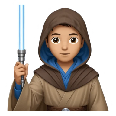 Jedi mind trick where a jedi is waving his hand hooded holding a lightsaber in the other hand sticker