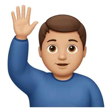 make a short brown hair guy who is chubby we can only see his head and he is waving sticker