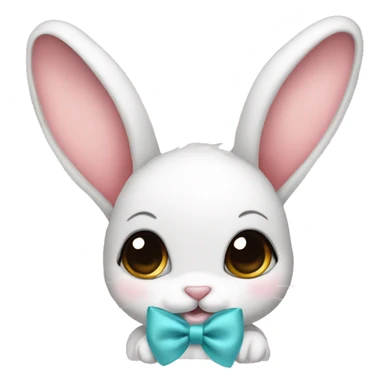 Baby bunny with coquette bow on ear sticker