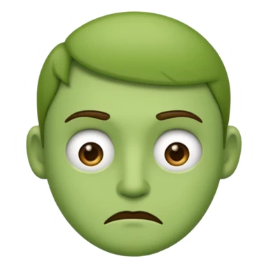 Can you make a green faced emoji giving a side eye with a frown. gelous sticker