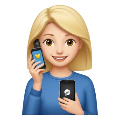 woman looking at phone sticker