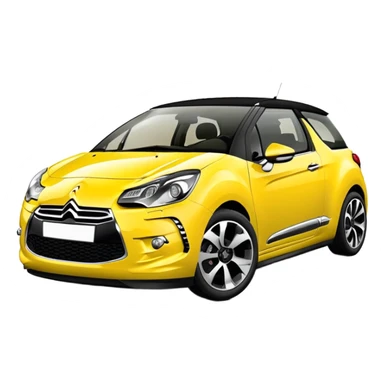 Yellow car Citroen DS3 with black roof like from car catalog  front left side sticker