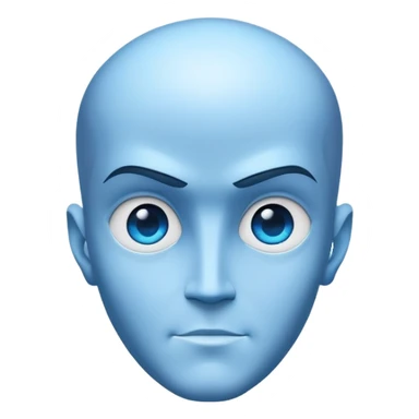 A stylized megamind (large, intelligent-looking head) in shades of blue. Modern, minimalist design, glowing or radiant effect to emphasize intelligence sticker