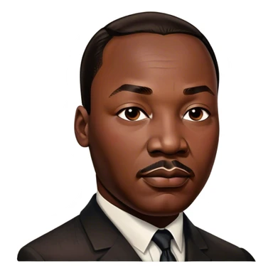 Cinematic Realistic Martin Luther King Jr. Portrait Emoji, depicted as a compassionate determined civil rights leader in period attire with a powerful gaze, rendered with rich textures and inspiring dynamic lighting that captures his historic legacy. sticker