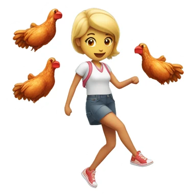 a girl flying with two bbq chicken wings on her back and holding two bbq chicken wings on her hand sticker