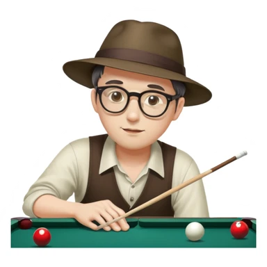 A tall Man with hat and glasses playing pool and lost to a Chinese girl  sticker