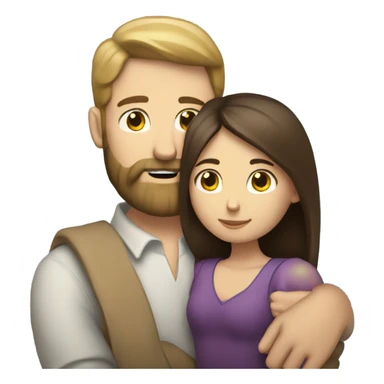 caucasian beard man hugging brunette girl sticker